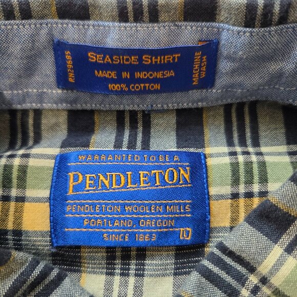 Pendleton Seaside Men's Large Madras Plaid Short Sleeve Camp Shirt Classic - Picture 4 of 8